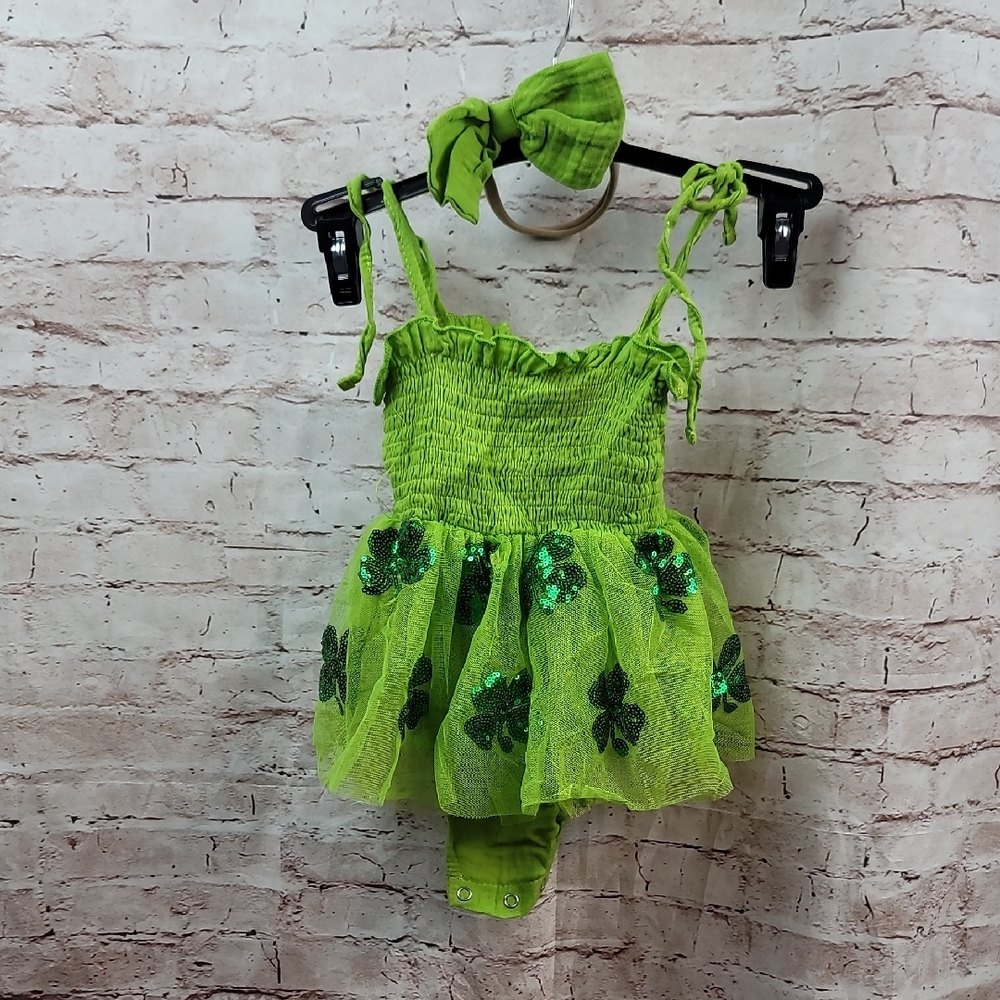 st Patty's girls tutu dress and headband 3 to 6 months new in package